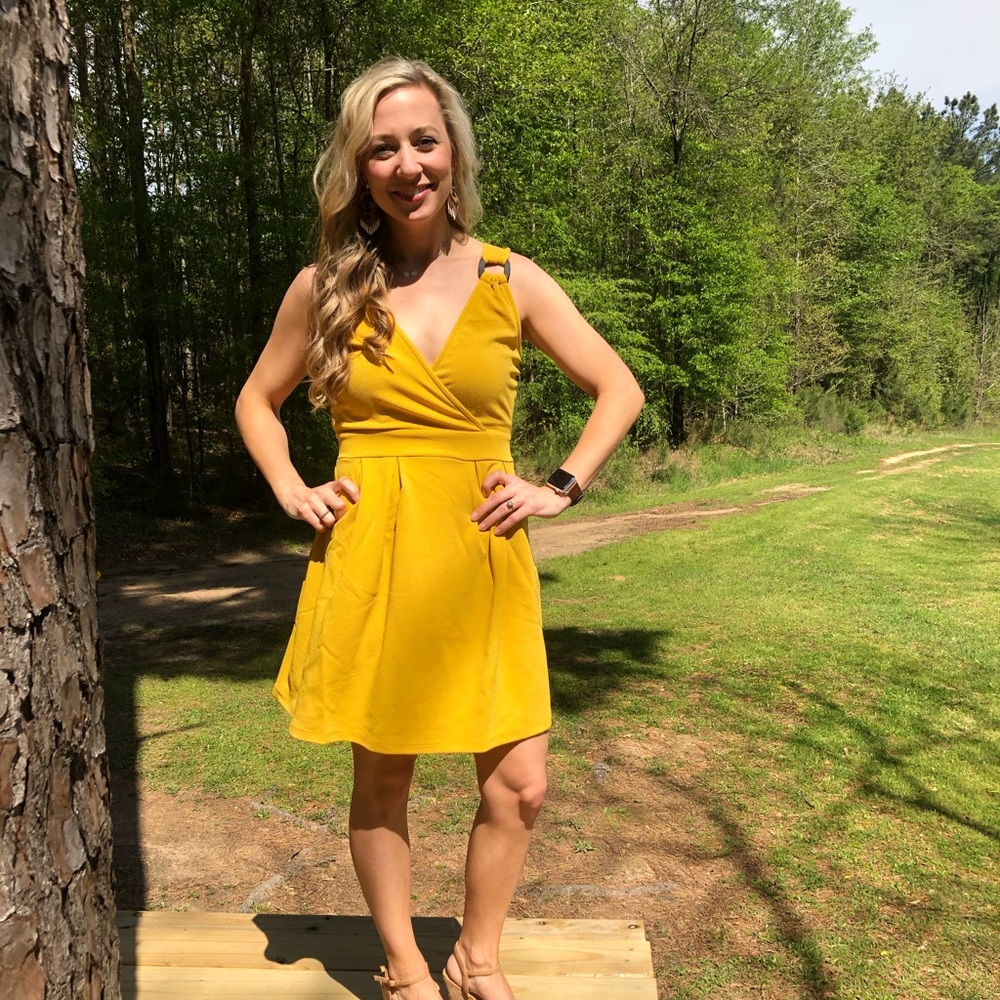 Belted Mustard Dress - Picture 3 of 8